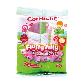 Corniche Fluffy Jelly Marshmallows 70g. คอร์นิช ฟลัฟฟี่ เจลลี่ มาร์ชเเมลโลว์ 70กรัม