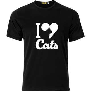 [COD]เสื้อยืด ผ้าฝ้าย 100% พิมพ์ลาย I Love Cats Funny Humour แฟชั่นฤดูร้อน สําหรับของขวัญวันแม่S-5XL