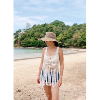 SPICIEST BEACHWEAR | Taco Beach Top // White | เสื้อถัก เสื้อคลุม เสื้อคลุมชุดว่ายน้ำ เสื้อคลุมบิกินี่ ชุดไปทะเล