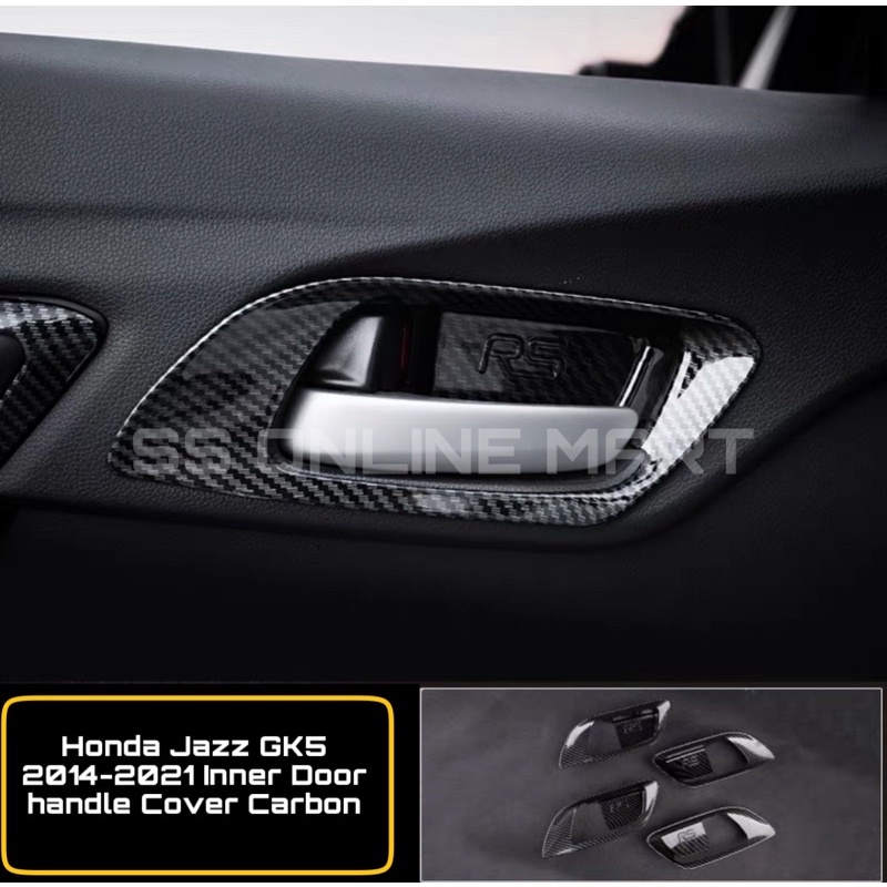 Honda Jazz GK 2014-2021 RS โลโก้ภายในฝาครอบมือจับอุปกรณ์เสริม Carbon Look Design