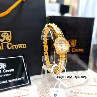 นาฬิกาข้อมือ Royal Crown (FREE+ ต่างหูเพชร1คู่) นาฬิกาหรูประดับเพชรสวิตแท้สวยมากค่ะ,ของแท้,กันน้ำ,มีบัตรับประกัน1ปี