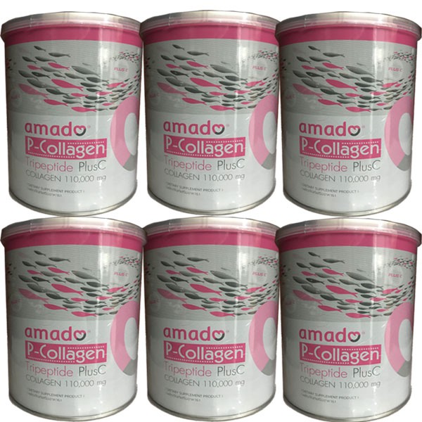 Amado P collagen Tripeptide Plus C อมาโด้ พี-คอลลาเจน 6 กระป๋อง (EMS ส่งได้ 1 ชุดค่ะ)