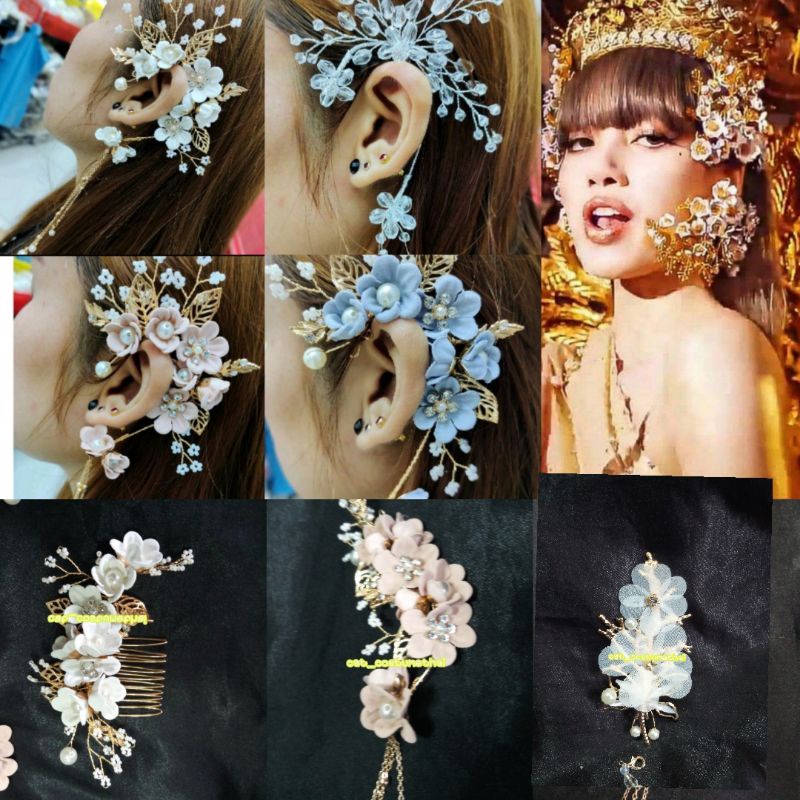 Cat จรหูหรือจอนหูดอกไม้สไตล์ Lisa 1อัน สวย น่ารัก ปรับแต่งได้ง่าย เครื่องประดับชุดไทยและชุดราตรี ชุด