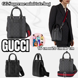 กุชชี่  GUCCI  GG Supreme Mini Tote Bag/กระเป๋าสตรี/กระเป๋าผู้ชาย/กระเป๋าสะพายข้าง/กระเป๋าสะพาย/รูปแบบล่าสุด