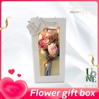 UoneHome พร้อมส่ง♥ H049 ช่อดอกไม้แห้ง ดอกไม้สบู่หอม ชุดของขวัญดอกไม้ มีไฟLED พร้อมการ์ด ให้แฟนให้เพื่อน ของขวัญวาเลนไทน์