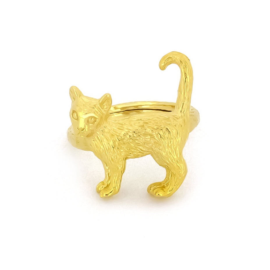 แหวนแมวยืน แหวนแมวน่ารัก แหวนเงินแท้925 Murmur Standing Cat Ring - MurMur