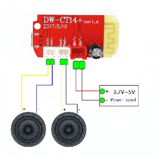 บลูทูธเพาเวอร์แอมป์คณะเสียง CT14 Micro 4.2 สเตอริโอมินิแอมป์ 5W + 5W พร้อมพอร์ตชาร์จสำหรับ refitting กล่องเสียง-(1 ชิ้น)