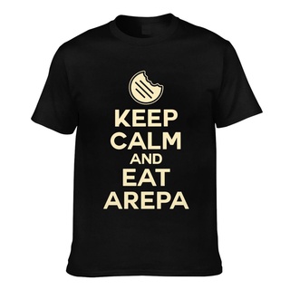 T-shirt  เสื้อยืด พิมพ์ลายกราฟิก Keep Calm And Eat Arepa Novelty ดีไซน์ใหม่S-5XL