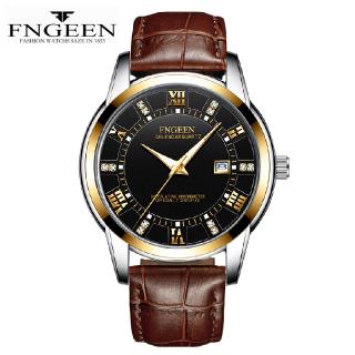 FNGEEN 2081 Mens Quartz Watch Leather Strap