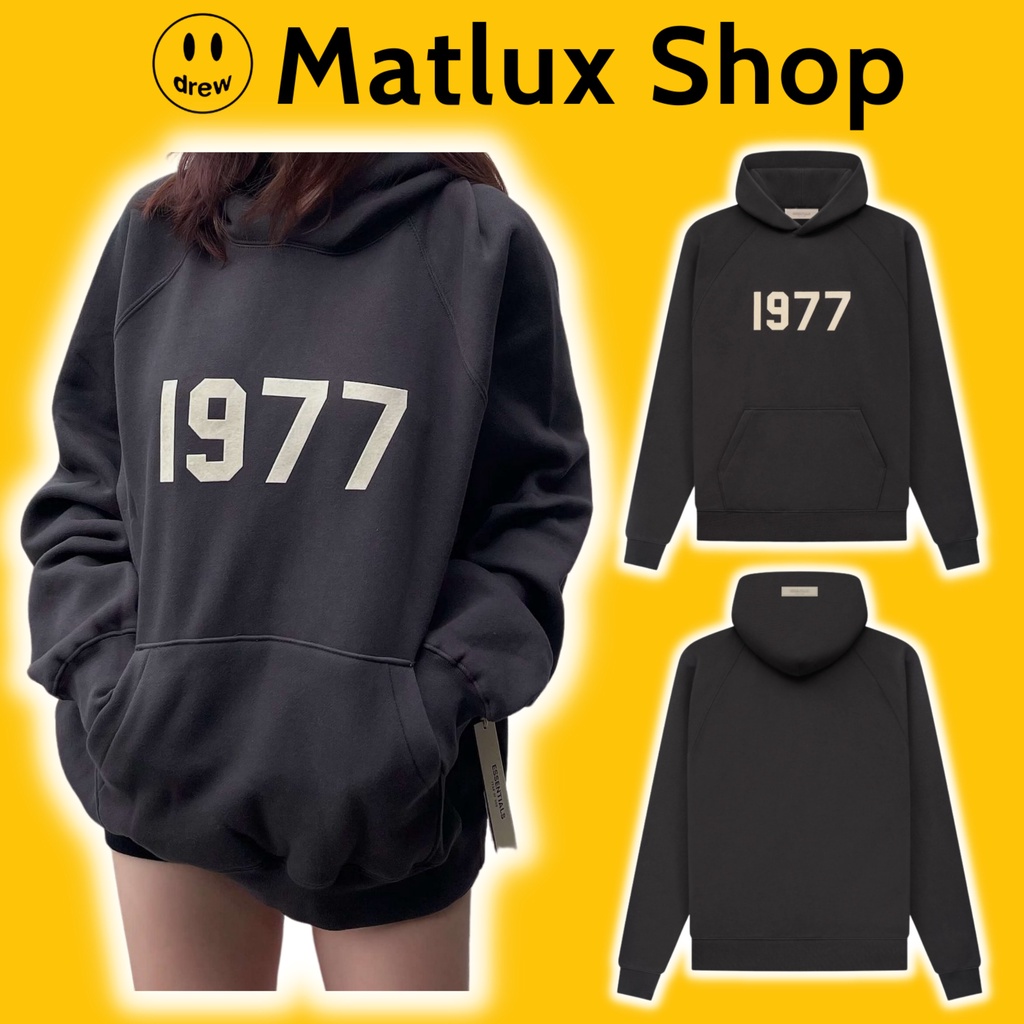 FEAR OF GOD ESSENTIALS SS22 1977 เสื้อฮู้ดทําจากผ้าสักหลาดผ้าฝ้ายคุณภาพสูง, 1977 FOG ESSENTIALS เสื้