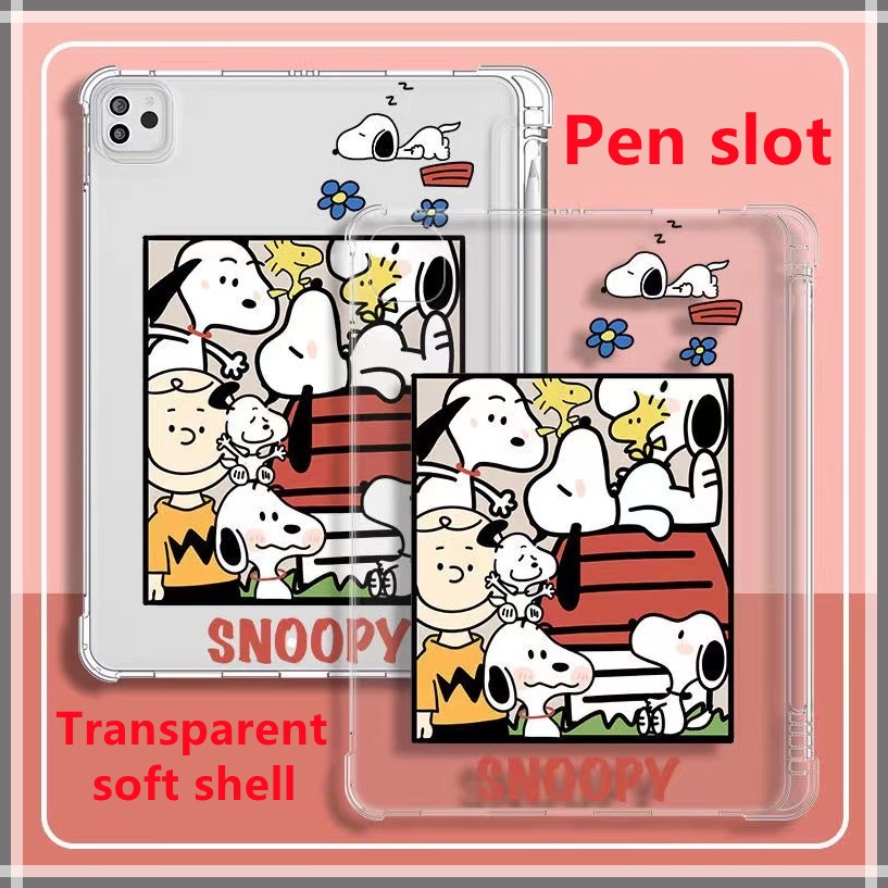 ( With Pen Slot ) ⭐️Snoopy⭐️เคส （Gen7/Gen8）iPad10.2  Apple iPad Case For Gen5 gen6 9.7 2018 Mini 5 4 3 2 1 Air 10.5 Airbag pen slot protective shell 2020Pro11 Air4 10.9inch