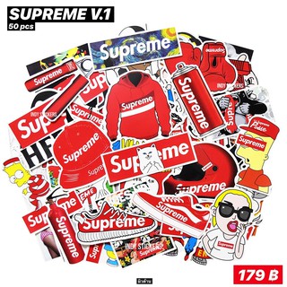 สติ๊กเกอร์บอม supreme สติ๊กเกอร์สุพรีม PVC สติ๊กเกอร์กันน้ำ sticker คละลาย สติ๊กเกอร์ติดรถ สติ๊กเกอร์ติดโน๊ตบุ๊ค 50 ชิ้น