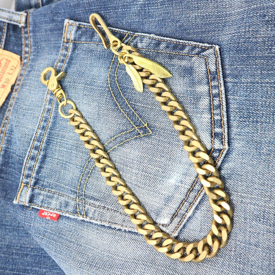 โซ่ทองเหลืองแท้ ทั้งเส้น ไว้คล้องกระเป๋าสตางค์ เท่ๆ แถมพวจกุญแจกหนังวัว มูลค่า 50 บาท - รูปที่ 5