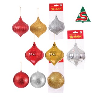 บอลกระเทียม/ลูกบอล ตกแต่งต้นคริสต์มาส 10 cm บรรจุ 1 ชิ้น/ถุง คละสี Ornaments