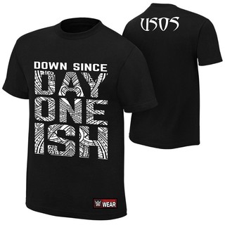 เสื้อยืดผ้าฝ้ายสีดําพิมพ์ลาย wwe down unisex gWmu