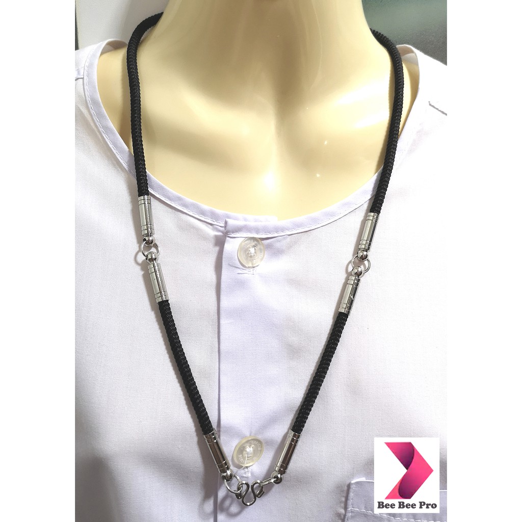 BBP20 - สร้อยคอเชือกร่ม 27 นิ้ว 3 ห่วง สร้อยคอห้อยพระ สร้อยคอผู้ชาย หัวสร้อยสแตนเลส