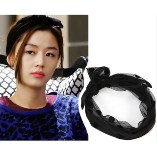 KOREAN HAIRBAND ที่คาดผม ผ้าซีทรู สีดำลายจุด *ส่งฟรี!!*