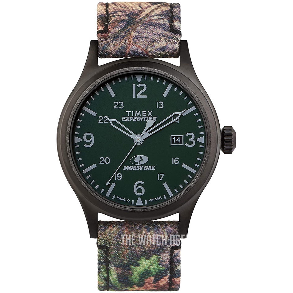 Timex TW2T94600 x Mossy Oak Expedition Scout นาฬิกาข้อมือผู้ชาย สายหนัง สีน้ำตาล หน้าปัด 40 มม.