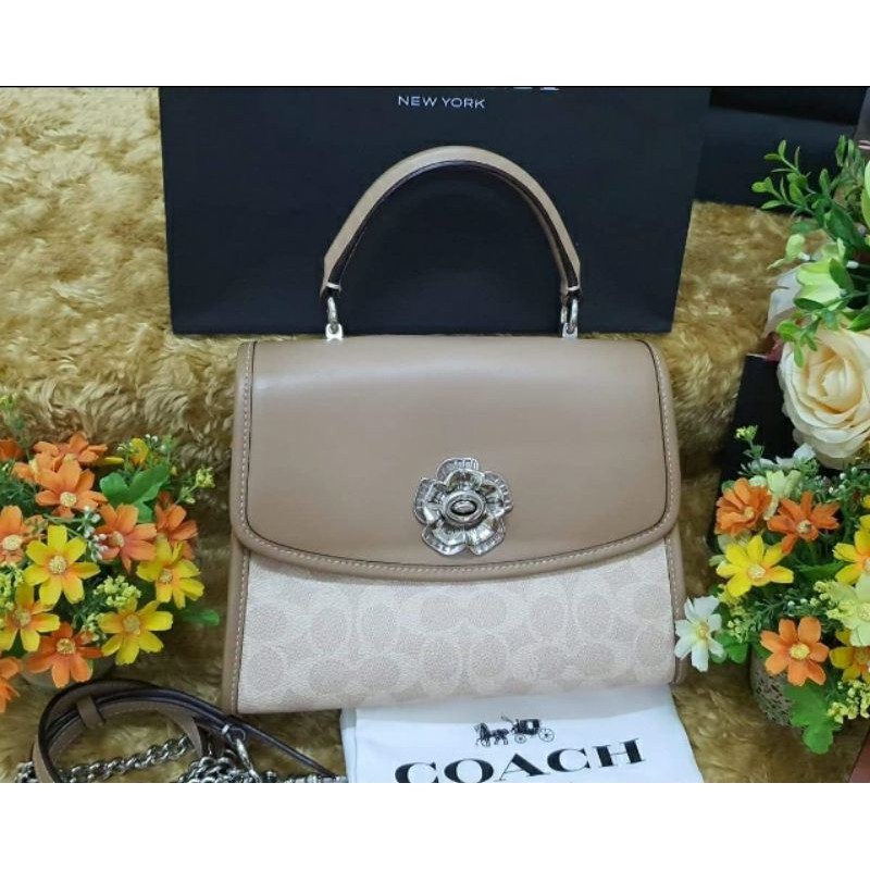 COACH Parker Signature Top Handle Bag ❤️งาน shop 9''