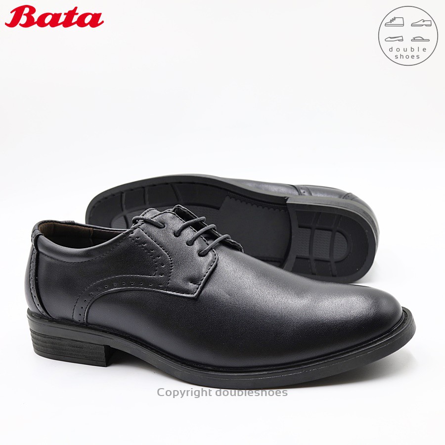 Bata (บาจา) รองเท้าหนังผูกเชือก คัทชูชาย คัทชูทำงาน เย็บพื้น ทรง oxford สีดำ ไซส์ 39-45 (6-11) (รหัส 821-6112)