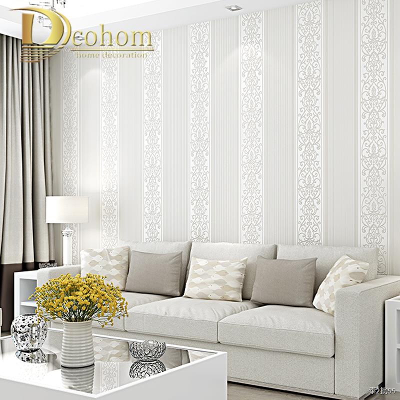 Grey/White/Beige/Pink Shimmer Damask Striped Wallpaper For Bedroom Modern  Embossed Texture Wall Paper Roll Home Decor | Shopee Thailand