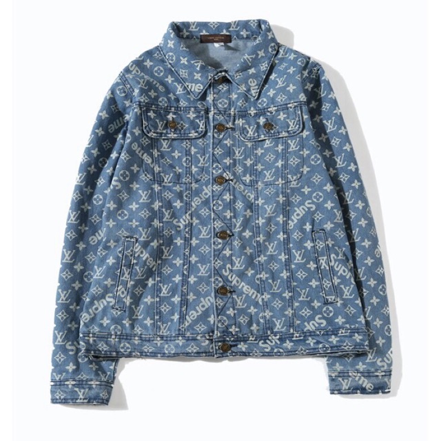 Supreme x Louis Vuitton Jacquard Denim Trucker Jacket Blue