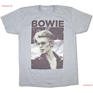 เสื้อยืดผ้าฝ้ายพิมพ์ลายขายดีDavid Bowie Smoking On Heather Grey T Shirt (2X) เดวิด โบอี เสื้อพิมพ์ลาย แนวสตรีท ผู้หญิง ผ