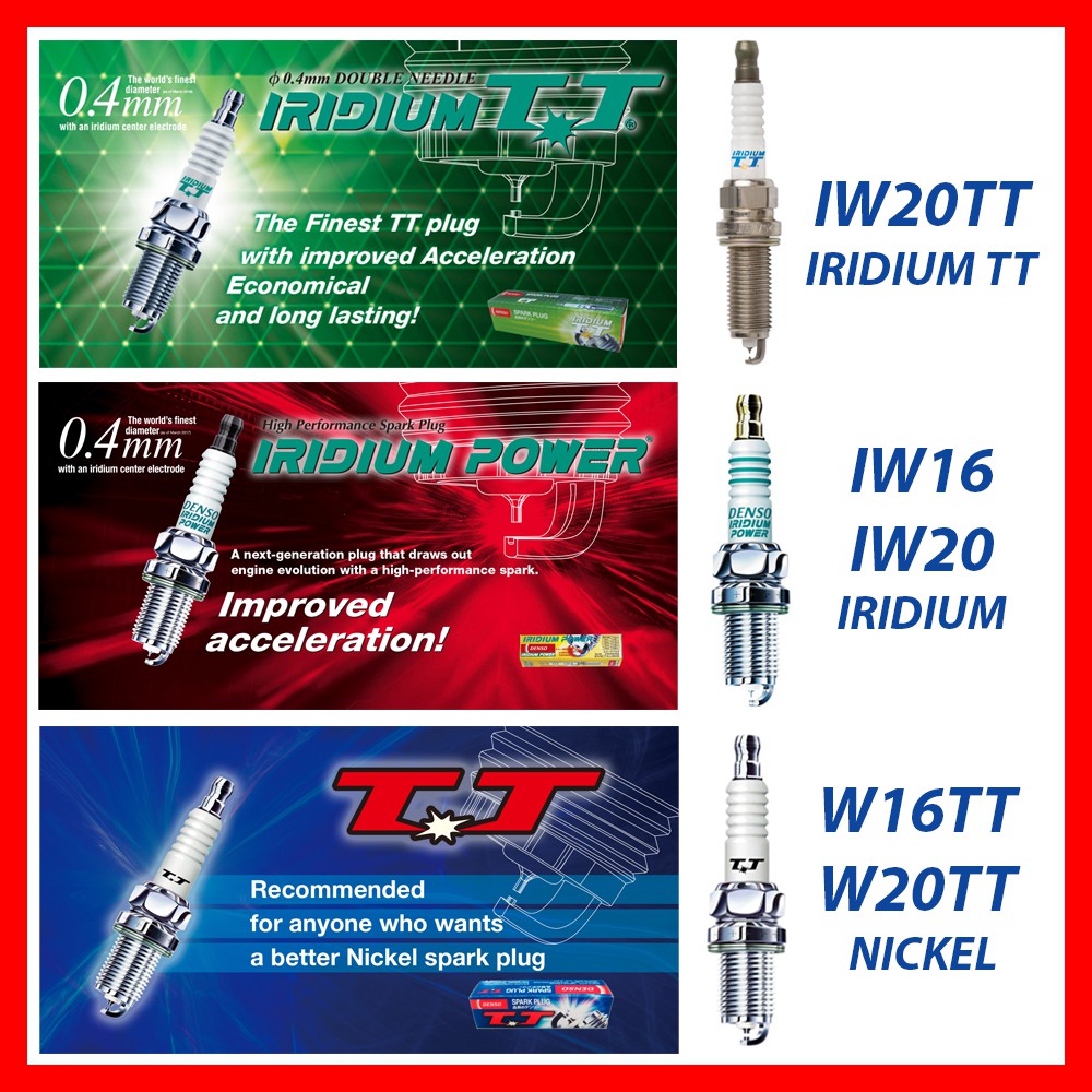 DENSO IRIDIUM IW20TT IW20 IW16 W20TT W16TT หัวเทียน (4PCS) Toyota Vios Nissan Honda Proton