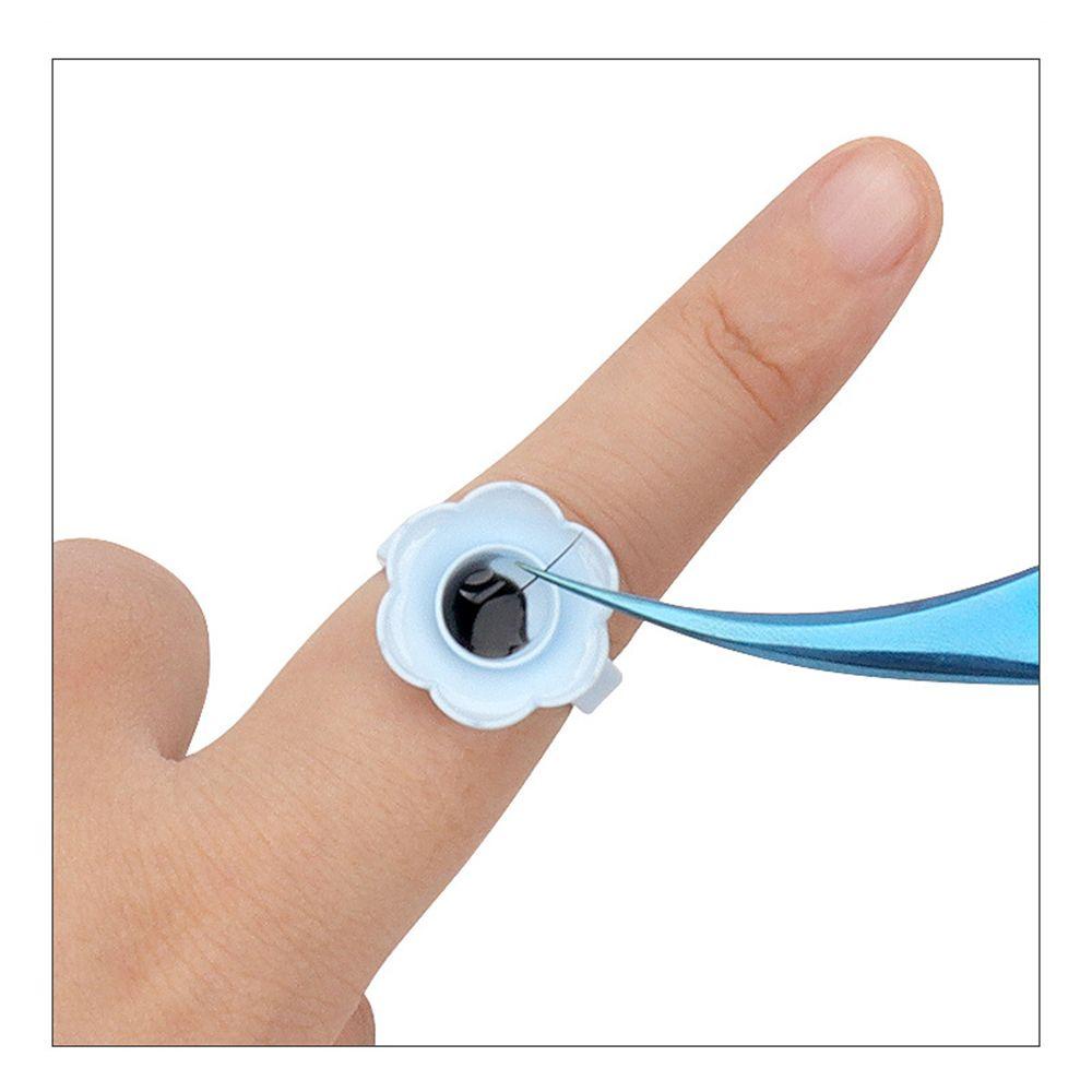 เอบินแลนด์ 100ชิ้นกาวแหวนดอกไม้ถ้วยเครื่องมือสําหรับต่อขนตาขนตาปลอมเครื่องมือแต่งหน้าชุดเครื่องมือออแกไนเซอร์อุปกรณ์ - รูปที่ 3