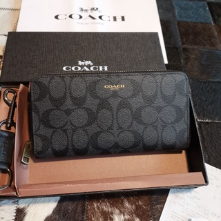 Coach F74597 กระเป๋าสตางค์ ผู้ชาย กระเป๋าใส่เหรียญ กระเป๋าซิป กระเป๋าสตางค์ใบยาว กระเป๋าคลัทช์ หนังแท้