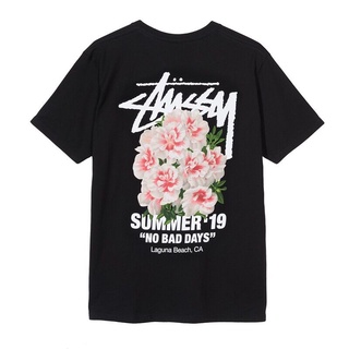 STUSSY เสื้อยืดลําลองสําหรับผู้ชายผู้หญิงแขนสั้นคอกลมพิมพ์ลายทรงหลวมสไตล์ฮิปฮอป