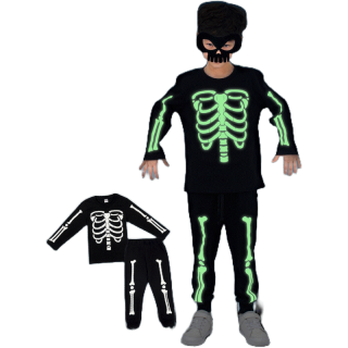 Halloween Kid Costume Glow in the dark - ชุดเซตเด็กโครงกระดูกเรืองแสงในที่มึด ชุดฮาโลวีน สินค้าลิขสิทธ์แท้100% characters studio