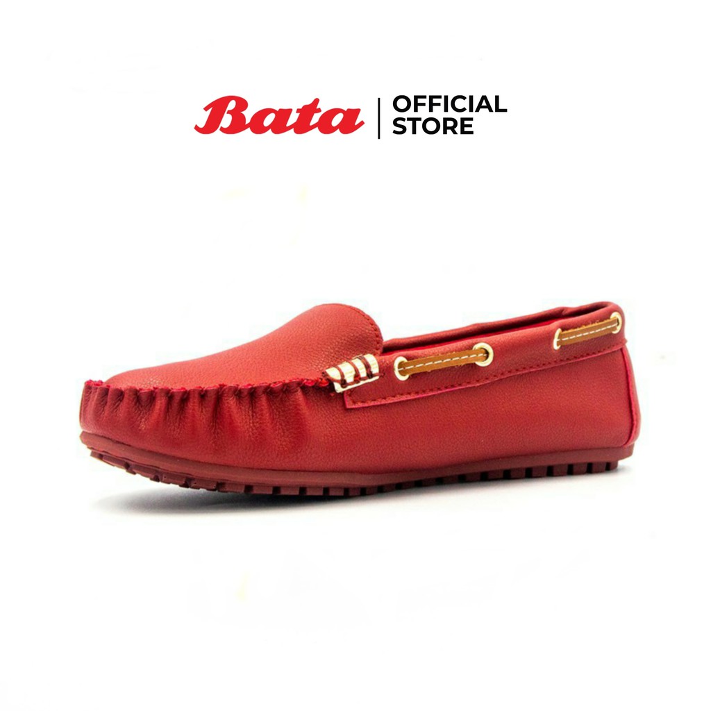 *Best Seller* Bata LADIES'CASUAL รองเท้าลำลองส้นแบนแฟชั่น MOCCASINE แบบสวม ปิดส้น สีแดง รหัส 5515596