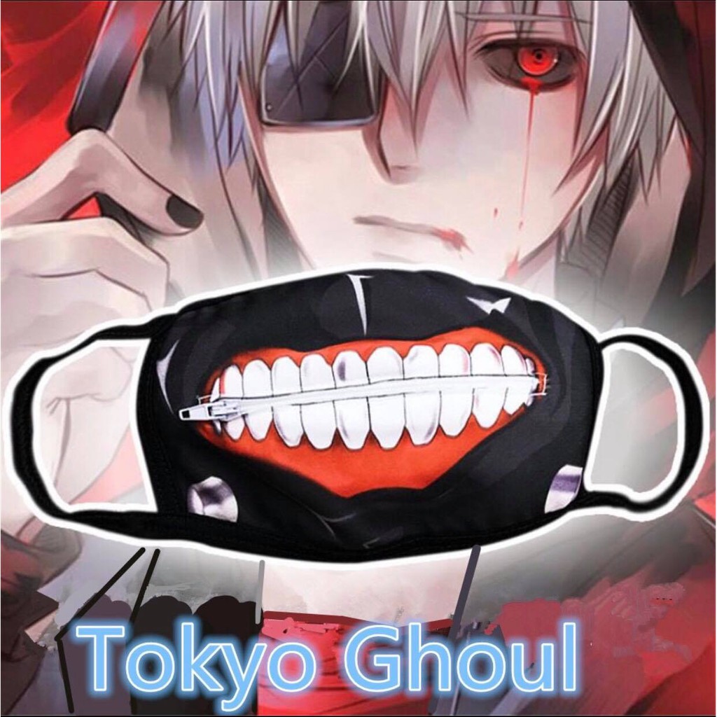 ❤✔พร้อมส่งจ้า😷👍🏻ผ้าปิดปากแบบซิปลายหน้ากาก 📍Kaneki Ken Tokyo Ghoul