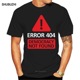 oversize T-shirt เสื้อยืด ผ้าฝ้ายแท้ พิมพ์ลายมังงะ D Error 404 Democracy Not Found 80S สไตล์ฮิปฮอป เรโทร ใส่สบาย S-5XL