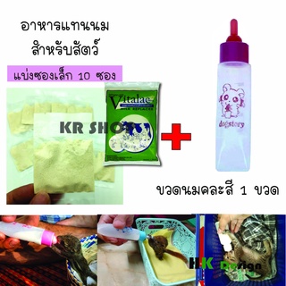 นมสััตว์แรกเกิดพร้อมขวดนมขนาด30ml. สำหรับป้อนลูกหนู กระรอก แมว กระต่าย สุนัข แรกเกิดหรือสัตว์เลี้ยงขนาดเล็ก