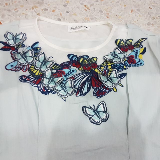 เดรสสั้น so secret ปักผีเสื้อ
