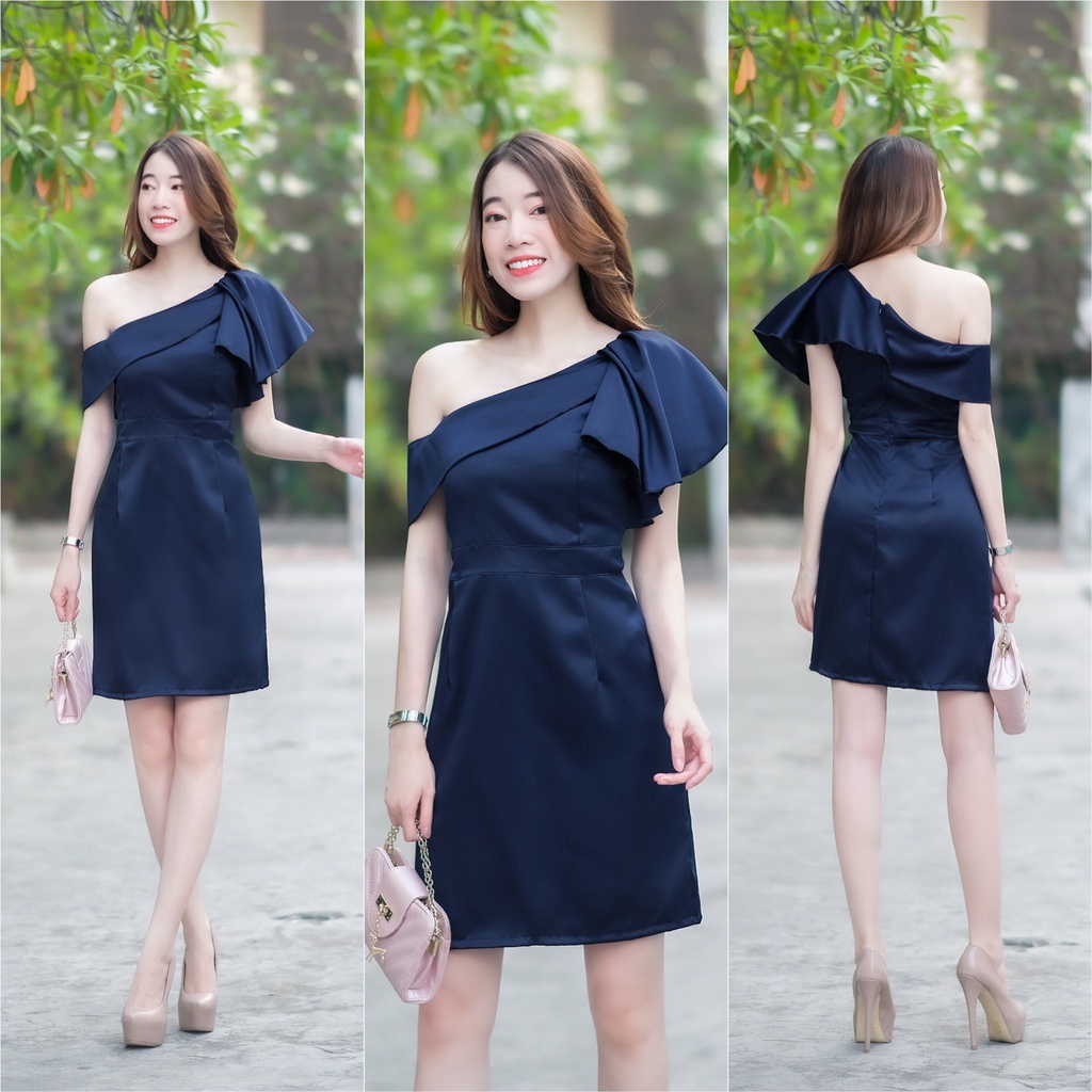 hbstation.shop เสื้อผ้าผู้หญิง ชุดเดรสออกงาน สีกรม พร้อมส่ง