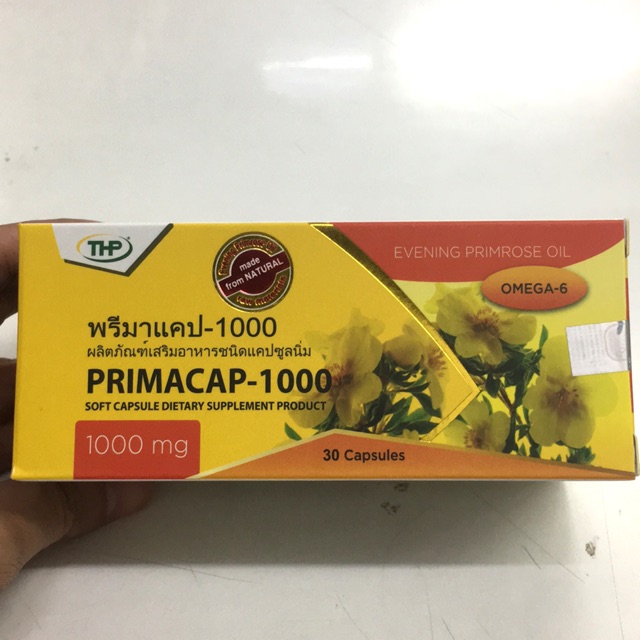 Primacap-1000 อีฟนิ่งพริมโรส น้ำมันดอกทานตะวัน 30 soft capsules