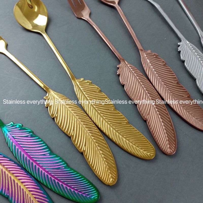 ช้อน+ส้อมกาแฟสแตนเลส(ปลายขนนก🪶) - รูปที่ 4