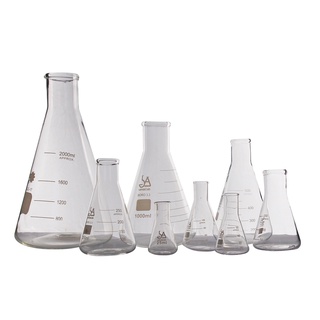 ขวดแก้วรูปชมพู่แบบปากแคบ (Erlenmeyer (Conical) Flask Narrow Neck - Glass)