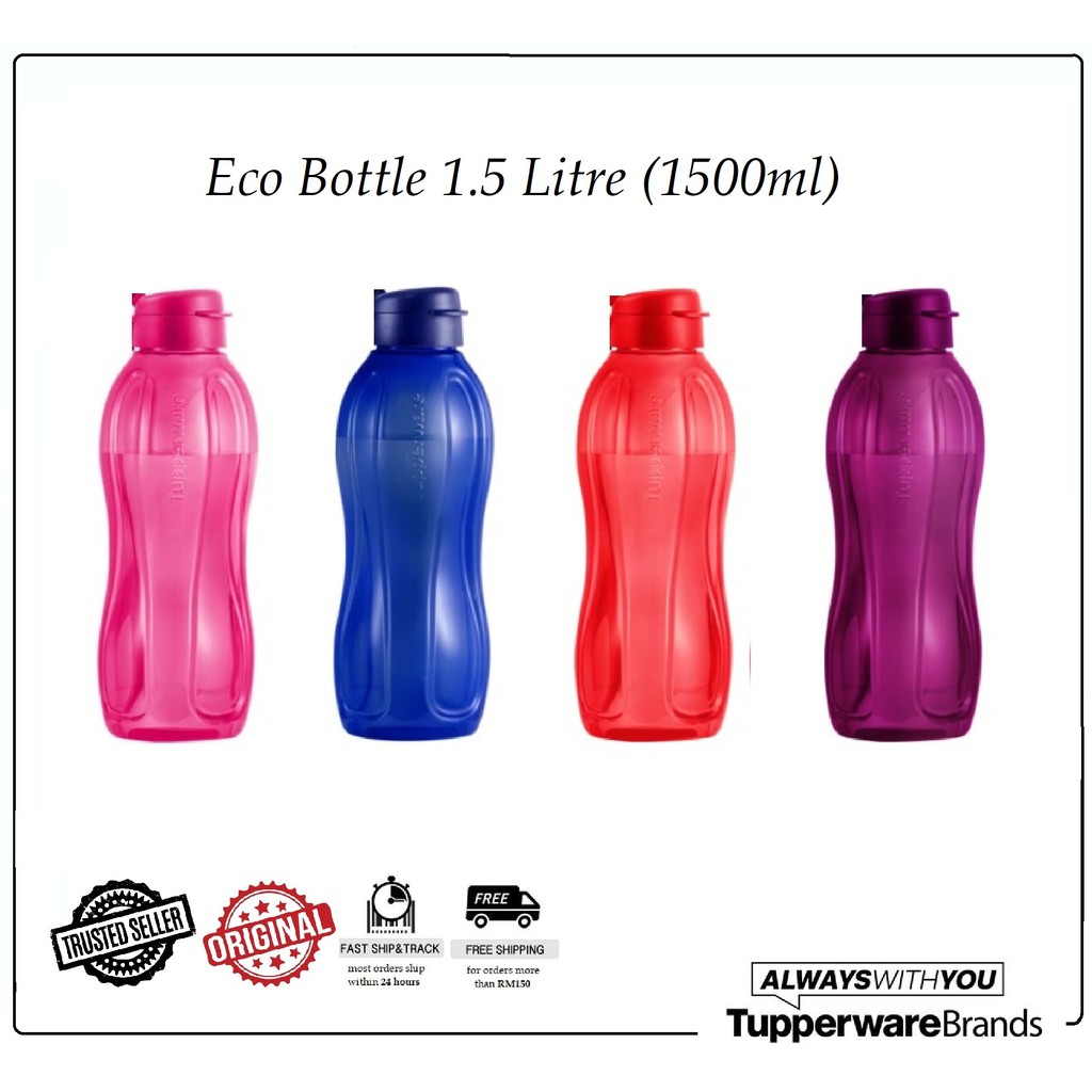 Tupperware Eco Bottle 1.5L Flip Top Red Purple Blue Pink BPA Free Water Bottle Botol Air 1.5 Litre B