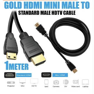 MINI HDMI TO HDMI สายเคเบิลอะแดปเตอร์ความเร็วสูงพร้อมปลั๊กสีทองสำหรับกล้องโปรเจคเตอร์โน้ตบุ๊ค 1.5M