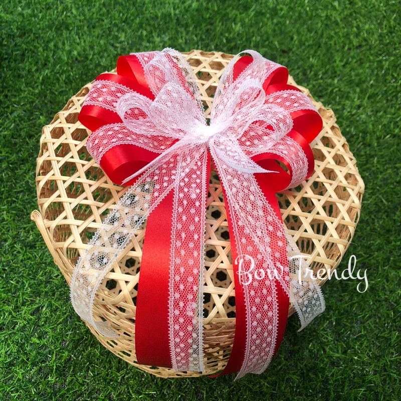 โบว์ผ้าลูกไม้สีหวานโบว์ผ้าต่วนซ้อนผ้าลูกไม้3ชั้นขนาด15*25cm/โบว์ติดของขวัญพิเศษมีหลายสี/รุ่นลูกไม้ผูกL ราคา ถูกที่สุด ดีลบีเคเค แกลเลอรีภาพที่ 3