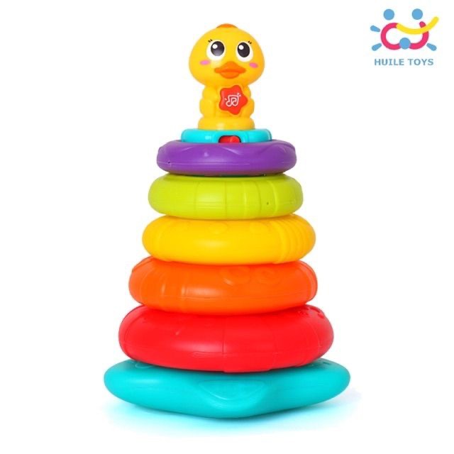 Huile Toys ห่วงเรียงซ้อนลูกเป็ด เจดีย์สวมหลัก มีเสียงมีไฟ - รูปที่ 2
