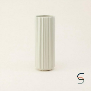 SARABARN Round Porcelain Vase | แจกัน แจกันลายคลื่น ทรงสูง สีเขียวอ่อน