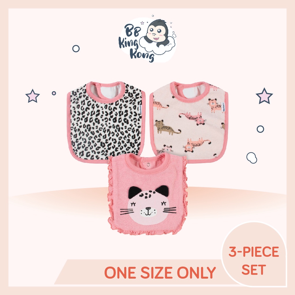 BB King Kong Gerber Set 3 Gerber 3-Pack Girls Leopard Bibs