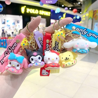 Kawaii Sanrio พวงกุญแจ จี้การ์ตูนโดนัท My Melody Cinnamoroll Kuromi Pochacco สําหรับห้อยกระเป๋านักเรียน รถยนต์ [RAIN]