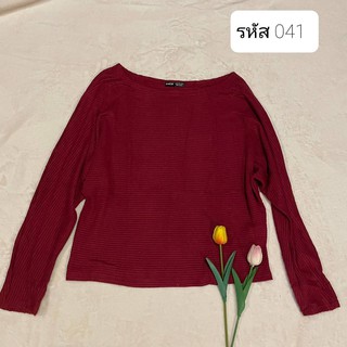 เสื้อสเวทเตอร์ ไหมพรมสีแดง ฟรีไซส์ ใส่สบาย SHEIN ใส่สบาย พร้อมส่ง ทันที