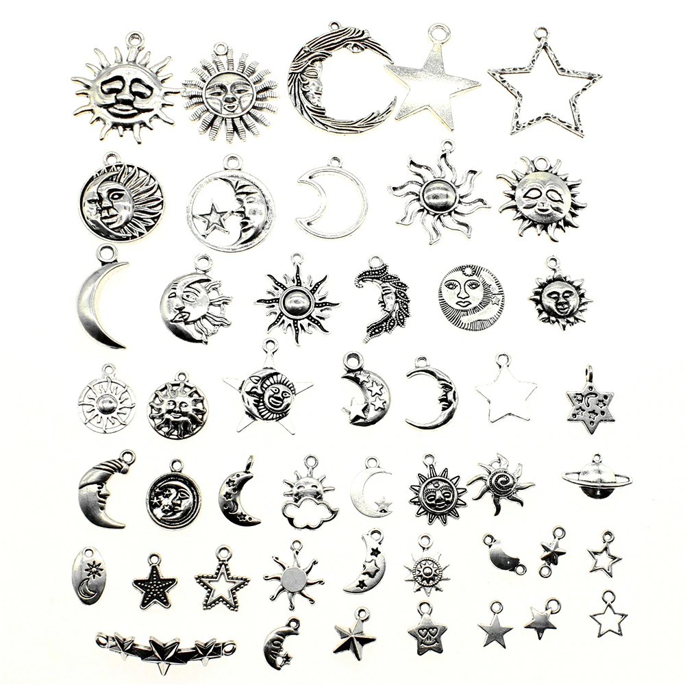 40 กรัม Sun Moon Star Charm อุปกรณ์โลหะสําหรับส่วนประกอบเครื่องประดับ 6825